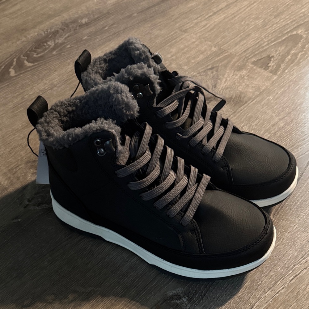 Weatherproof Black and Gray High-Top Sneakers